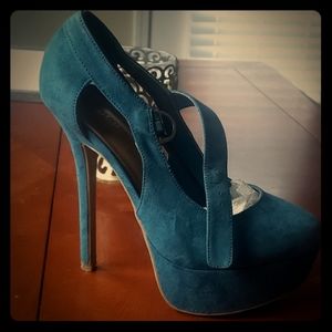Teal Cut out heels